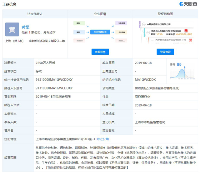 京东新成立供应链科技公司 持股52.9%